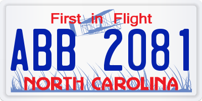 NC license plate ABB2081