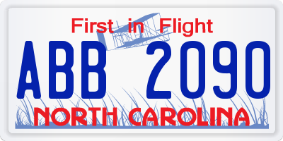 NC license plate ABB2090