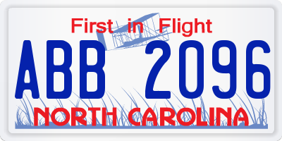 NC license plate ABB2096