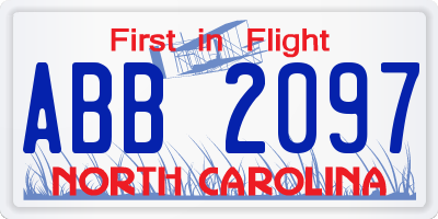 NC license plate ABB2097