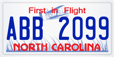 NC license plate ABB2099