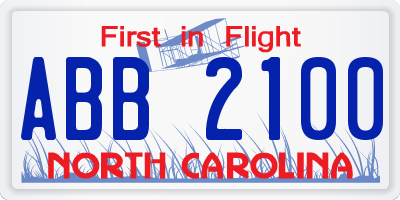 NC license plate ABB2100