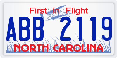 NC license plate ABB2119