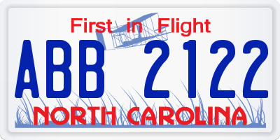 NC license plate ABB2122