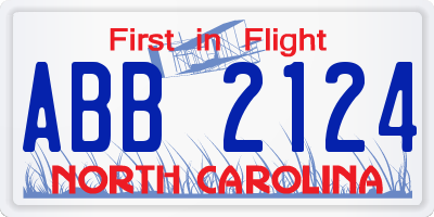 NC license plate ABB2124