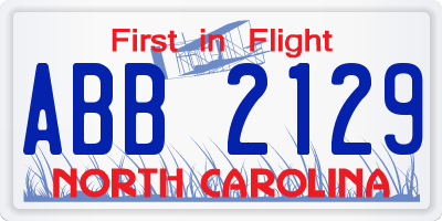 NC license plate ABB2129