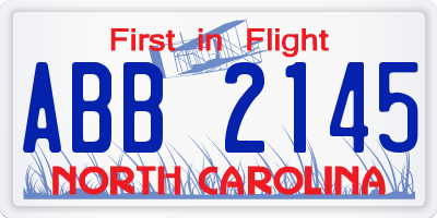 NC license plate ABB2145