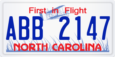NC license plate ABB2147