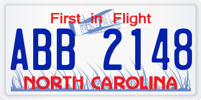 NC license plate ABB2148
