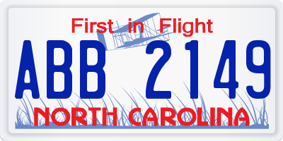 NC license plate ABB2149