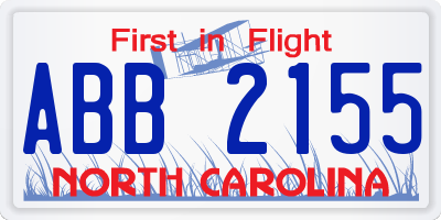 NC license plate ABB2155