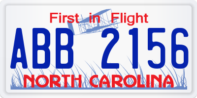 NC license plate ABB2156