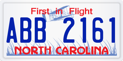 NC license plate ABB2161