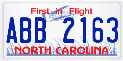 NC license plate ABB2163
