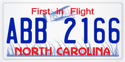 NC license plate ABB2166