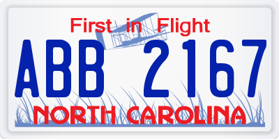 NC license plate ABB2167