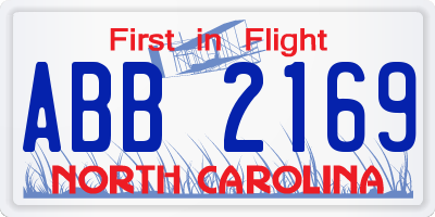 NC license plate ABB2169