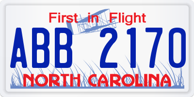 NC license plate ABB2170