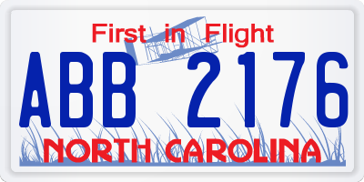 NC license plate ABB2176