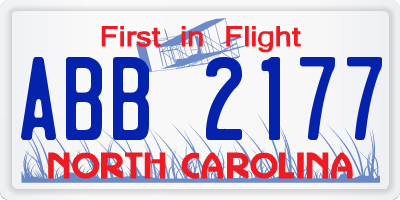 NC license plate ABB2177