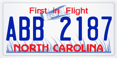 NC license plate ABB2187