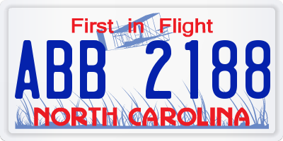 NC license plate ABB2188