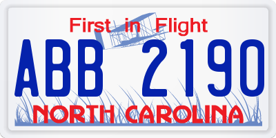 NC license plate ABB2190