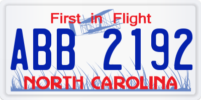 NC license plate ABB2192