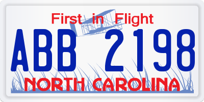 NC license plate ABB2198