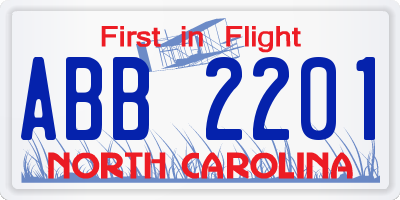 NC license plate ABB2201