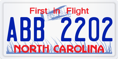 NC license plate ABB2202