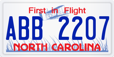 NC license plate ABB2207