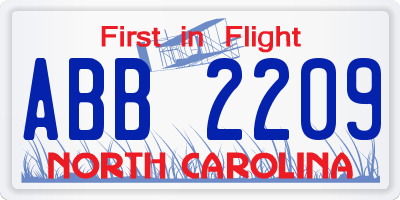NC license plate ABB2209