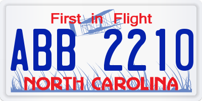 NC license plate ABB2210