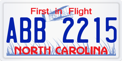 NC license plate ABB2215