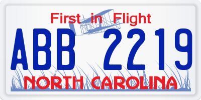 NC license plate ABB2219