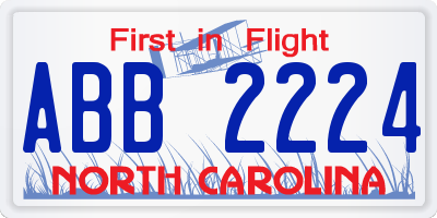 NC license plate ABB2224