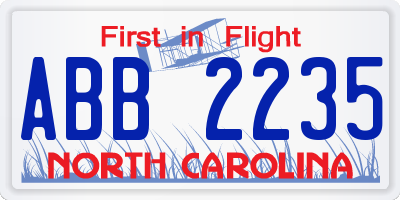 NC license plate ABB2235