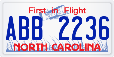 NC license plate ABB2236