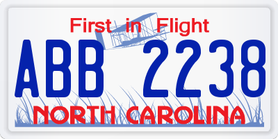 NC license plate ABB2238