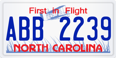 NC license plate ABB2239