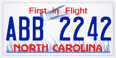 NC license plate ABB2242
