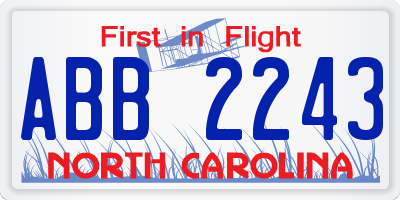 NC license plate ABB2243