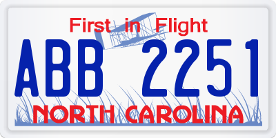 NC license plate ABB2251