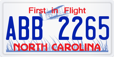 NC license plate ABB2265