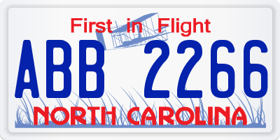 NC license plate ABB2266