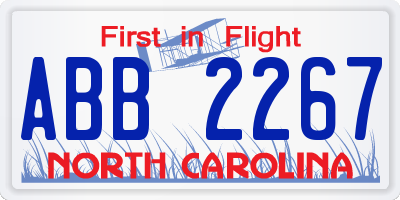 NC license plate ABB2267