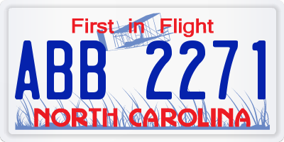 NC license plate ABB2271