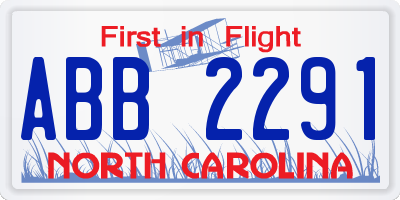 NC license plate ABB2291