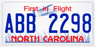 NC license plate ABB2298